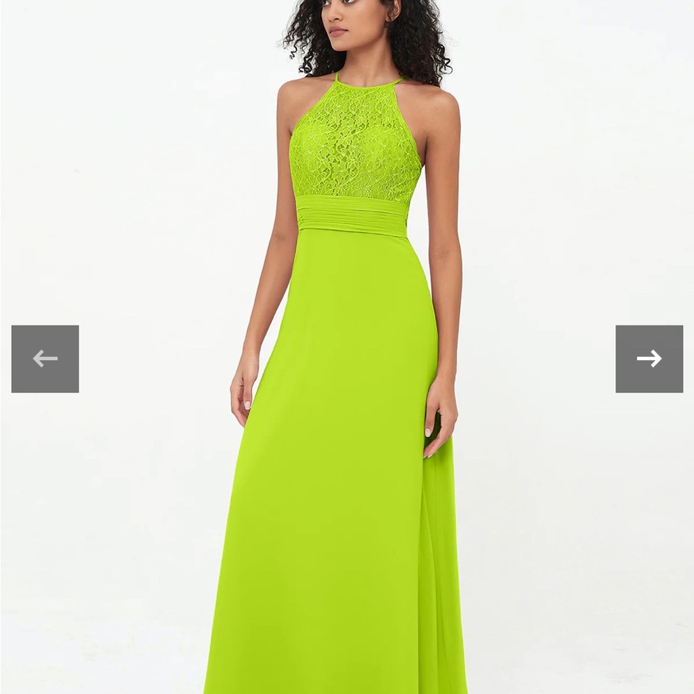 BABARONI FRANCES Halter Lace Top And Chiffon Open Back Dresses lime green